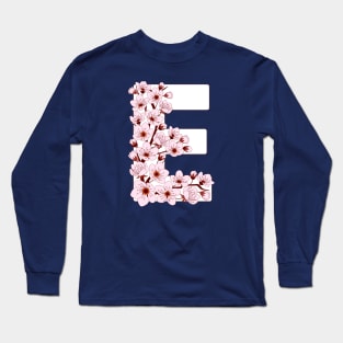 Colorful capital letter E patterned with sakura twig Long Sleeve T-Shirt